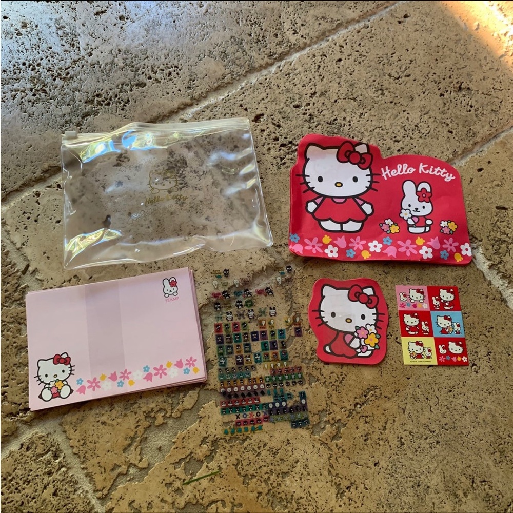 Hello Kitty Stationary Sticker Set Vintage Y2K 2000 Pouch Badtz-Maru Sanrio
